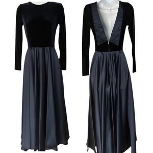 Scott McClintock VTG Maxi Dress Women's 4 Velvet Taffeta Navy NO BELT Bridesmaid